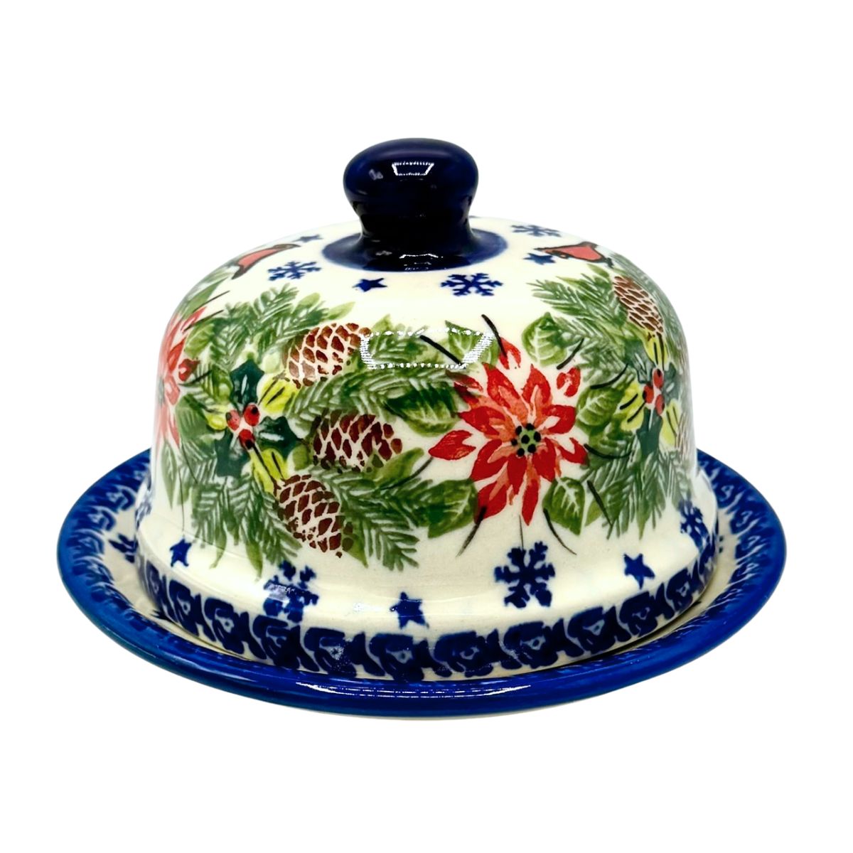 Polish Pottery Holiday Cheese/Butter Dish