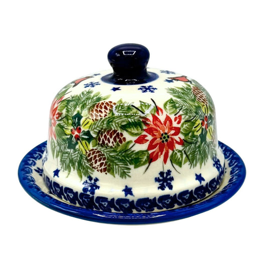 Polish Pottery Holiday Cheese/Butter Dish