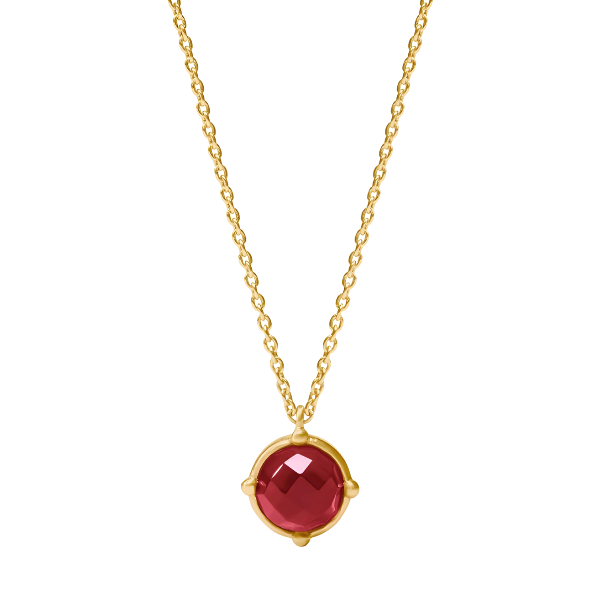 Julie Vos Honeybee Solitaire Gold Necklace - Iridescent Ruby Red