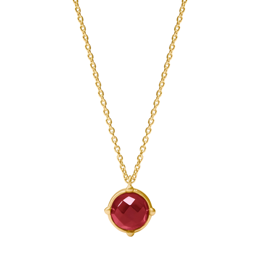 Julie Vos Honeybee Solitaire Gold Necklace - Iridescent Ruby Red