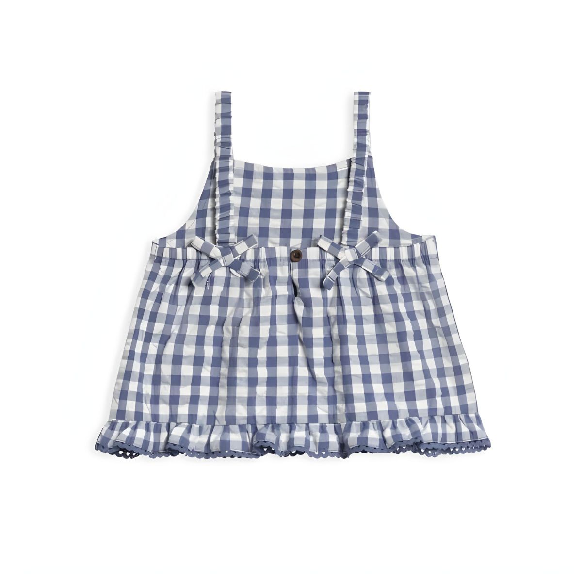 KENDI by Colored Organics Ember Seersucker Ruffle Tank - Marino Gingham
