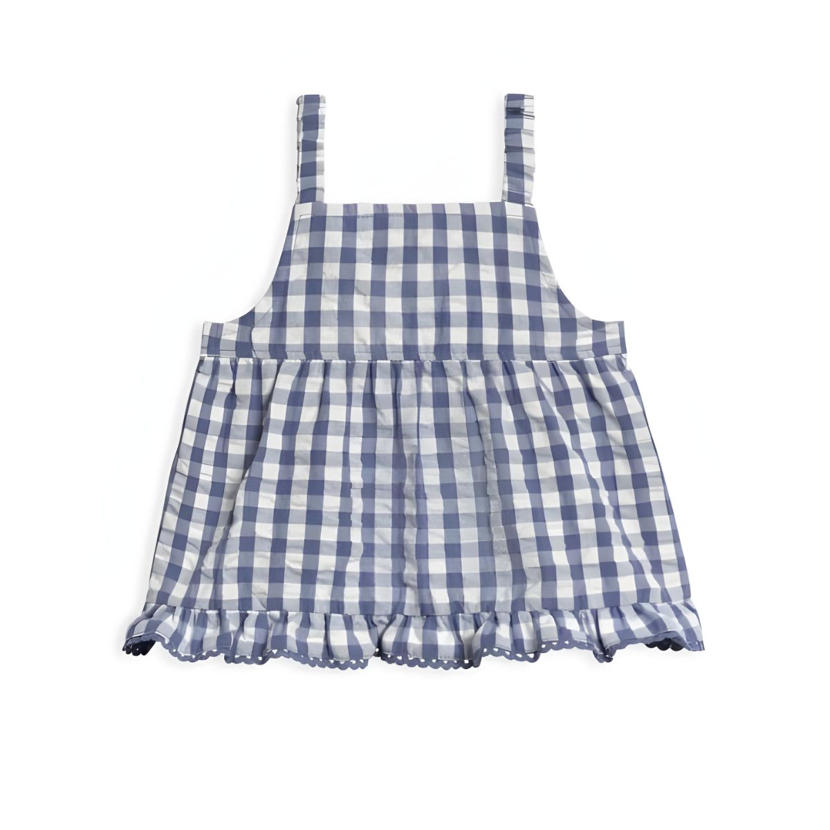 KENDI by Colored Organics Ember Seersucker Ruffle Tank - Marino Gingham