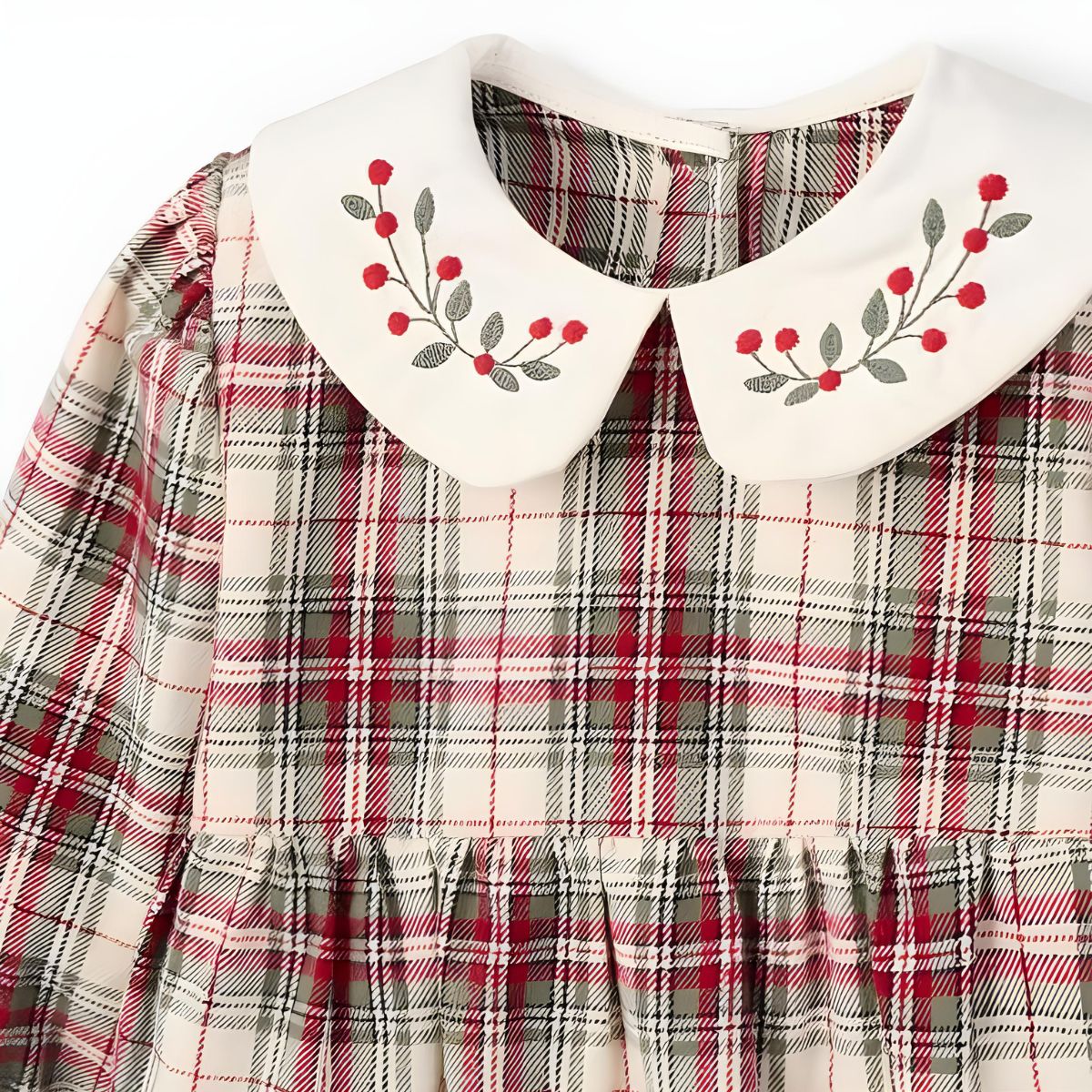 Elegant Baby Winter Tartan Bubble with Embroidered Collar - 3-6mo