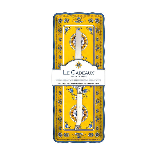 Le Cadeaux Benidorm Melamine Baguette Tray & Bread Knife Set