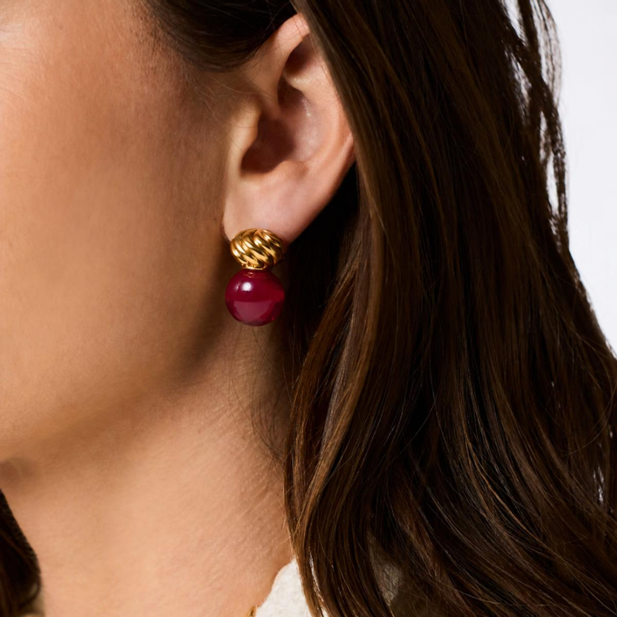Julie Vos Ravello Midi Earring - Cranberry