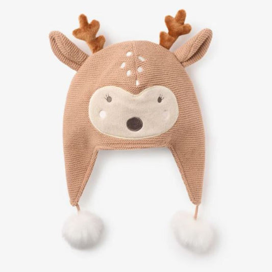 Elegant Baby Fawn Aviator Knit Baby Hat - 9-18mo