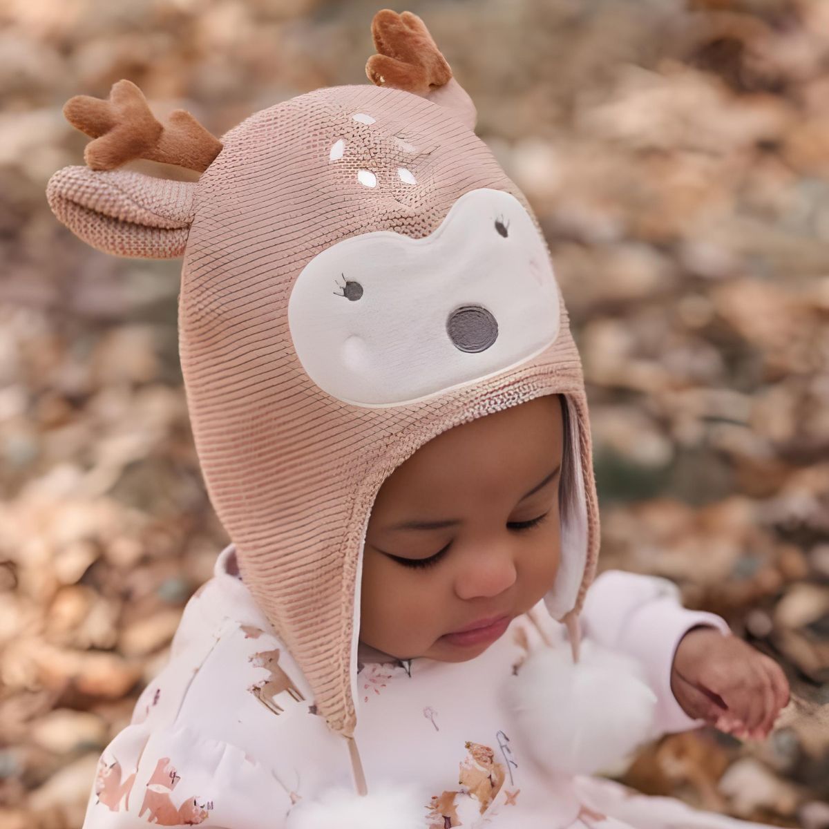 Elegant Baby Fawn Aviator Knit Baby Hat - 9-18mo