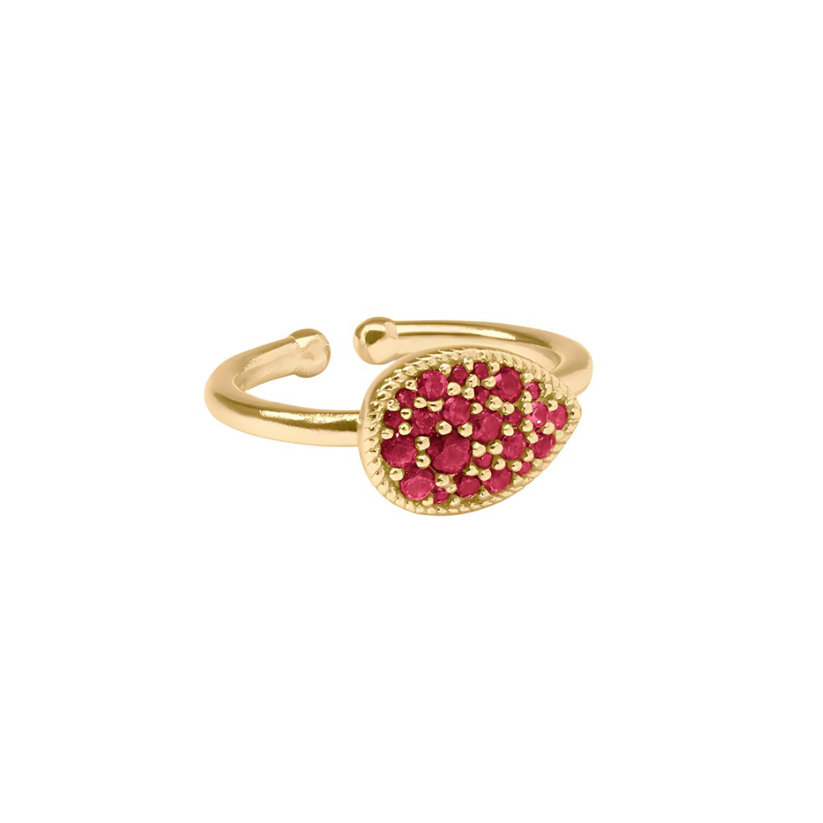 Julie Vos Pave Teardrop Stacking Ring - Ruby Red