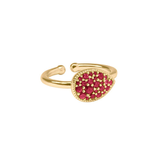 Julie Vos Pave Teardrop Stacking Ring - Ruby Red