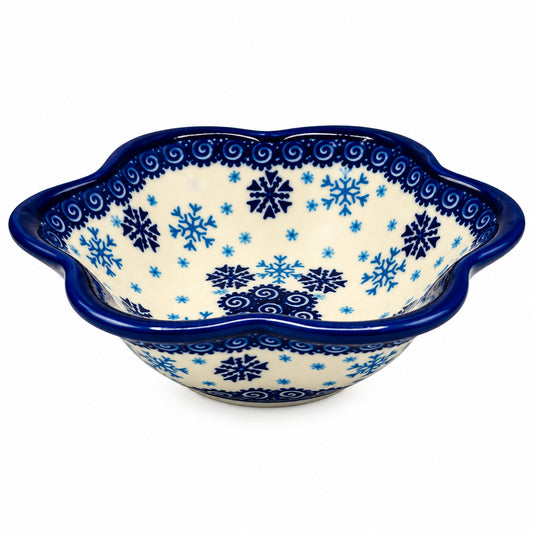 Polish Pottery Snowflake Flower Bowl