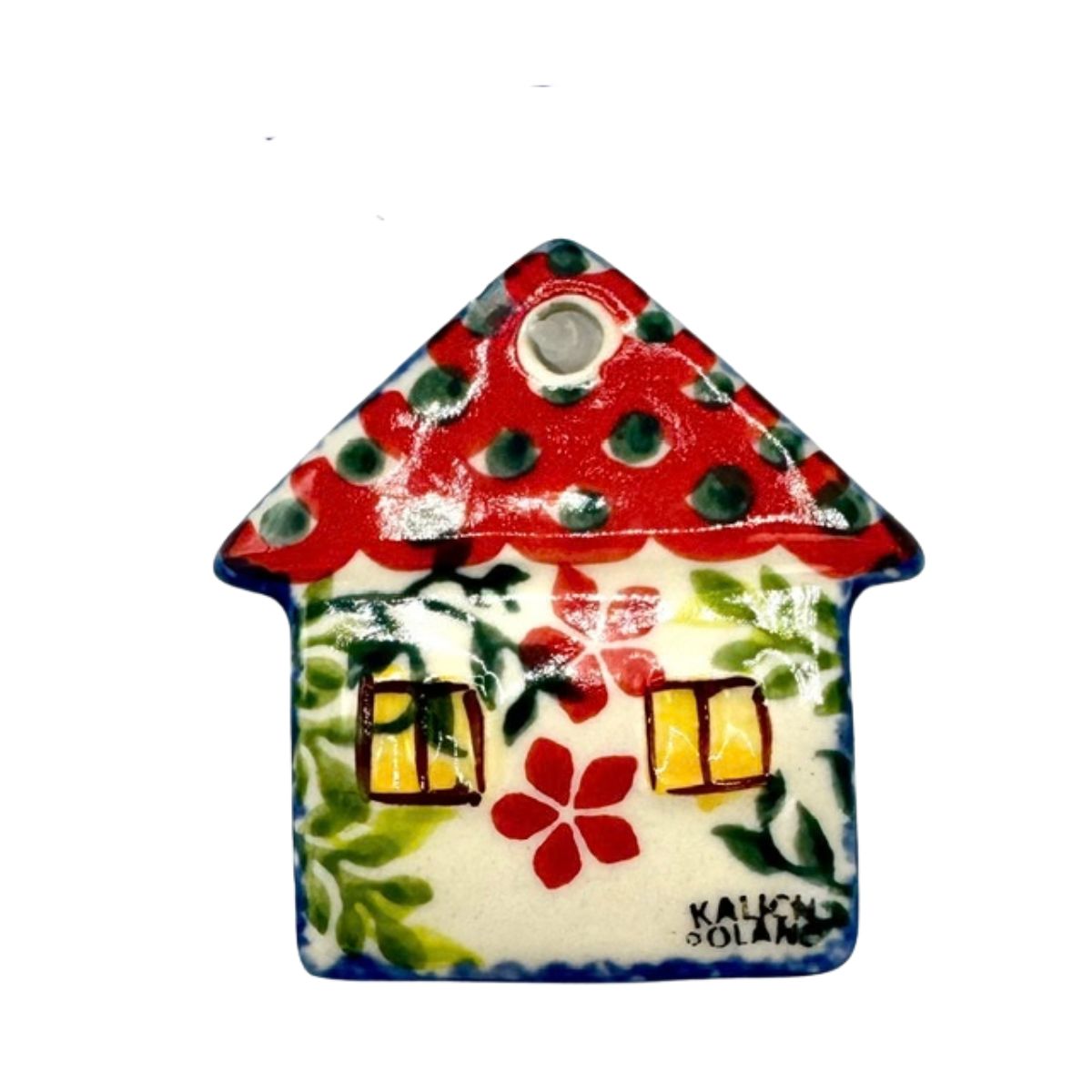 Polish Pottery Flower House Ornament #1