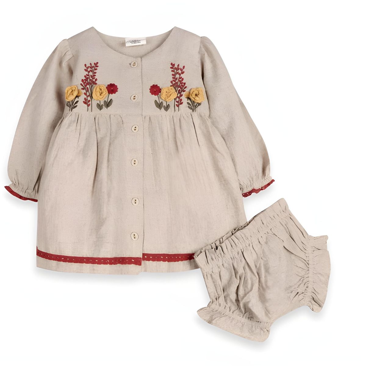 Viverano Organics Ravello Embroidered Baby Dress & Bloomer (Linen Blend)