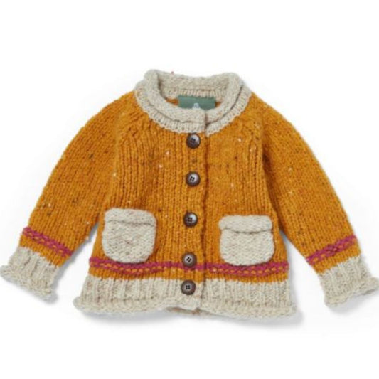 Aran Woollen Mills Réalta Baby Roll Neck Cardigan - Starlight - Small