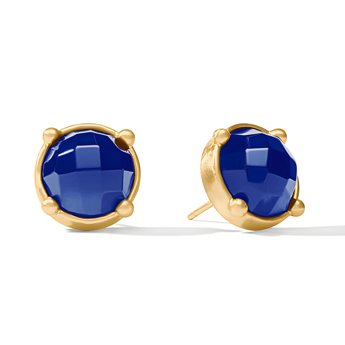 Julie Vos Honey Gold Stud Earrings - Iridescent Sapphire Blue