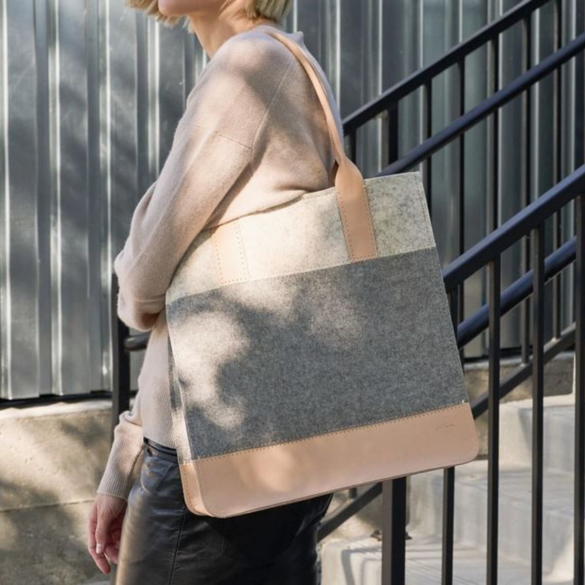 Graf Lantz Jaunt Merino Wool Tote Granite, Heather White & Natural