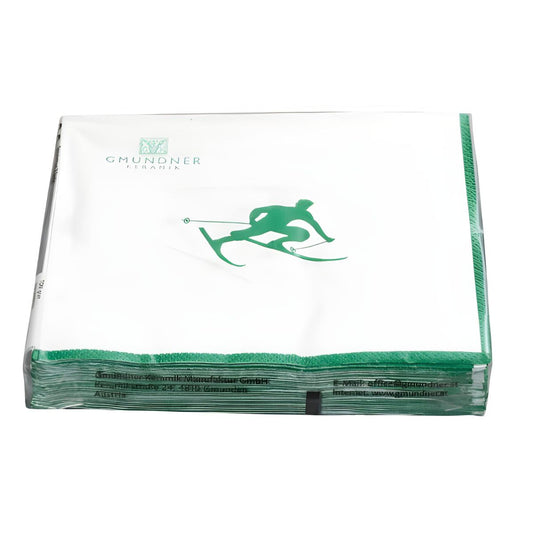 Gmundner Keramik Green Toni, the Skier Napkins - Set of 20
