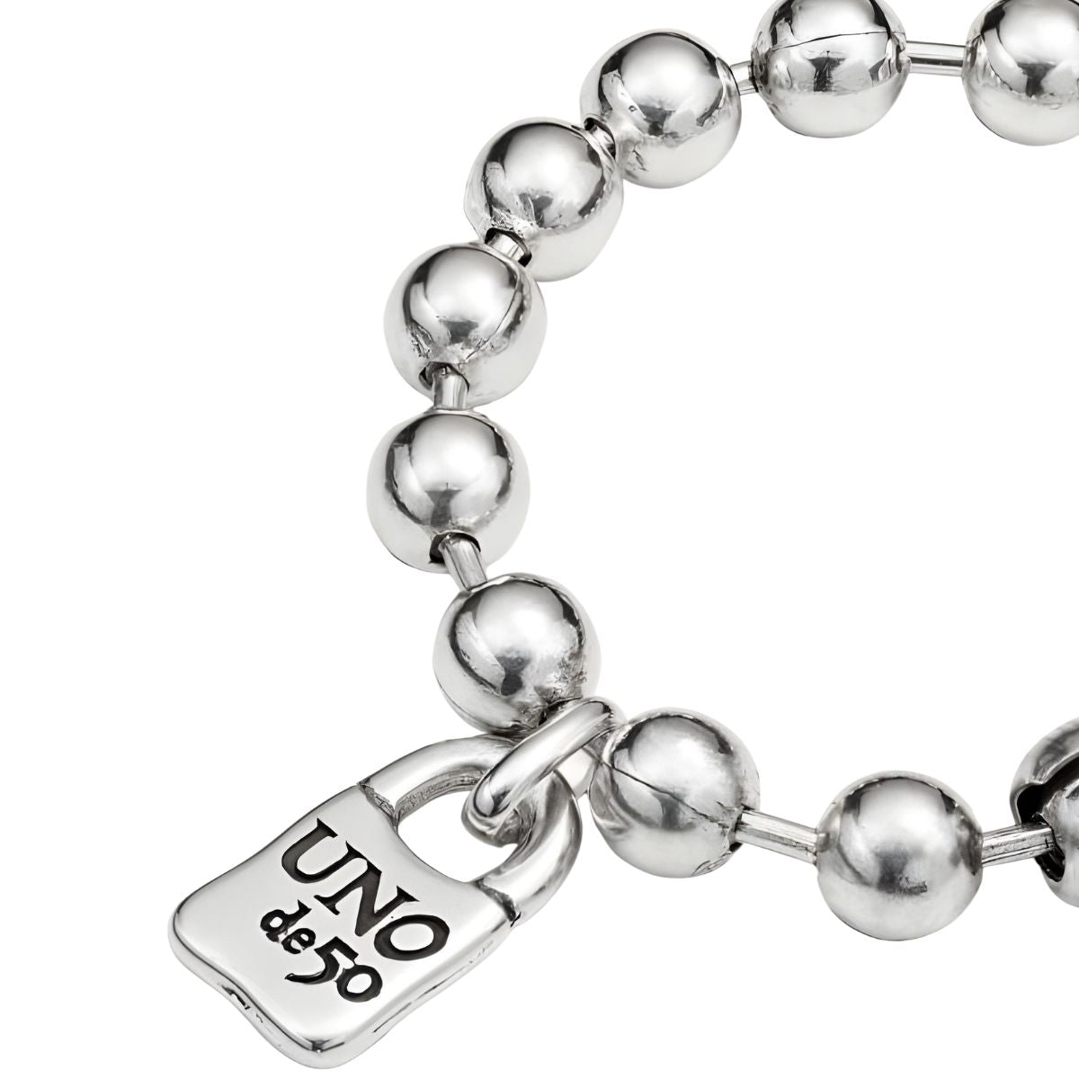 UNOde50 Beaded Bracelet with a Padlock Charm - XL