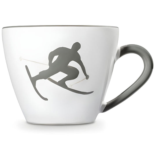 Gmundner Keramik Grey Toni, the Skier Gourmet Coffee Cup
