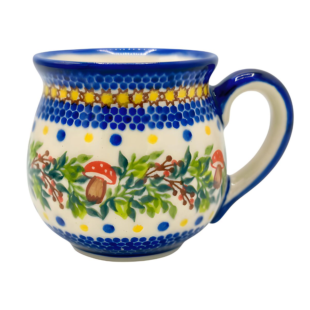 Polish Pottery Holiday Mushroom Bubble Mug