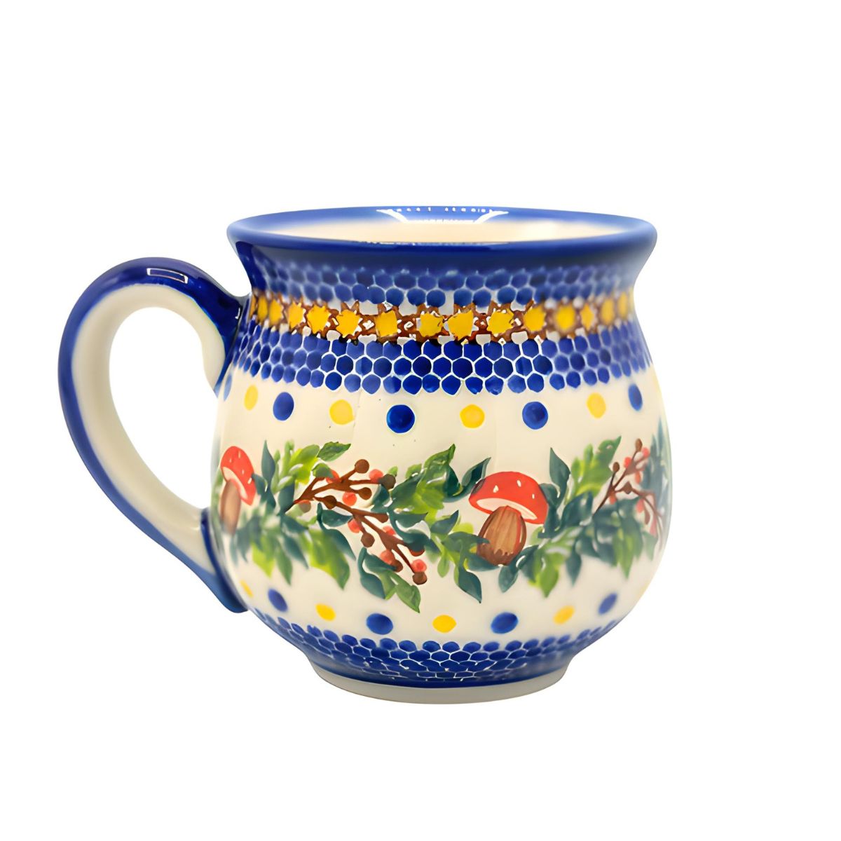 Polish Pottery Holiday Mushroom Bubble Mug
