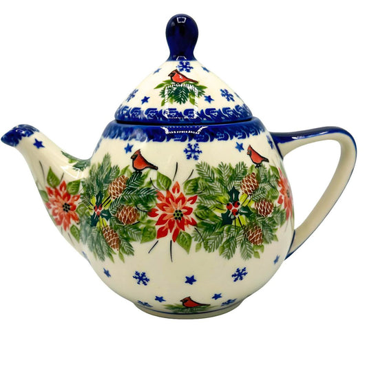 Polish Pottery Festive Cardinal Teapot