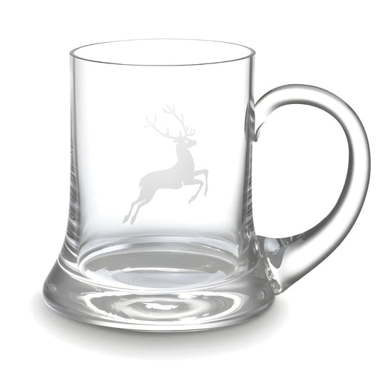 Gmundner Keramik Glass Tankard with Etched Deer on Glass