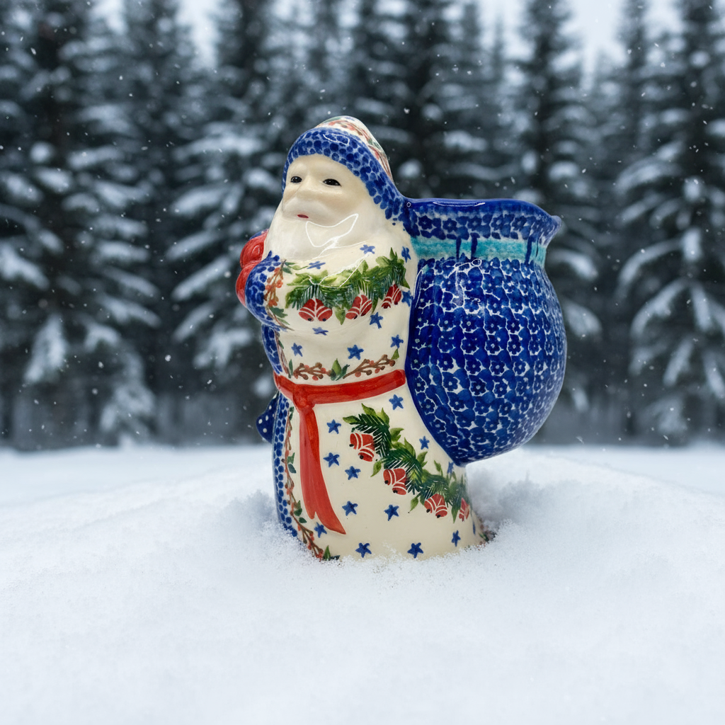 Polish Pottery Bells Santa Clause