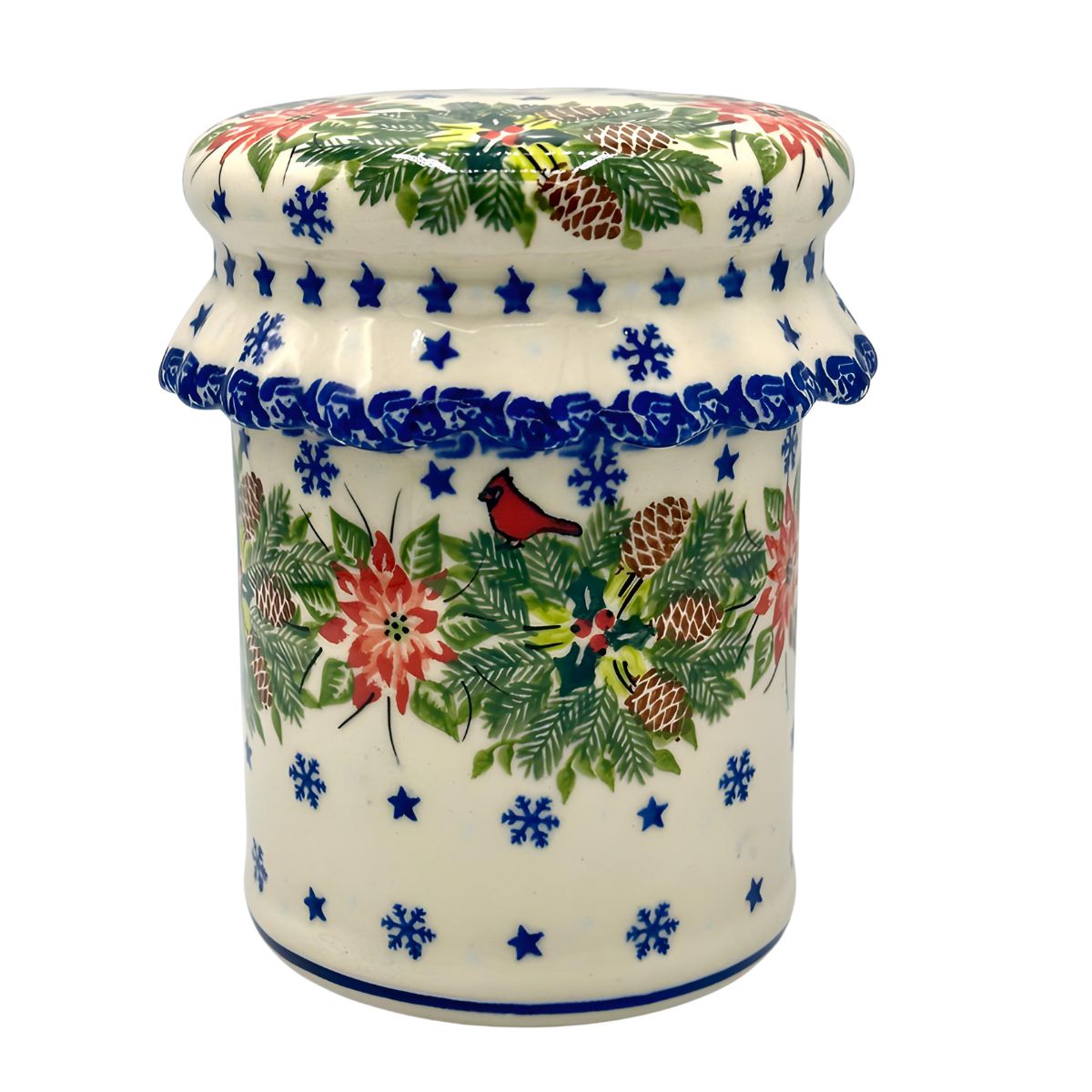 Polish Pottery Festive Cardinal Jar - Large