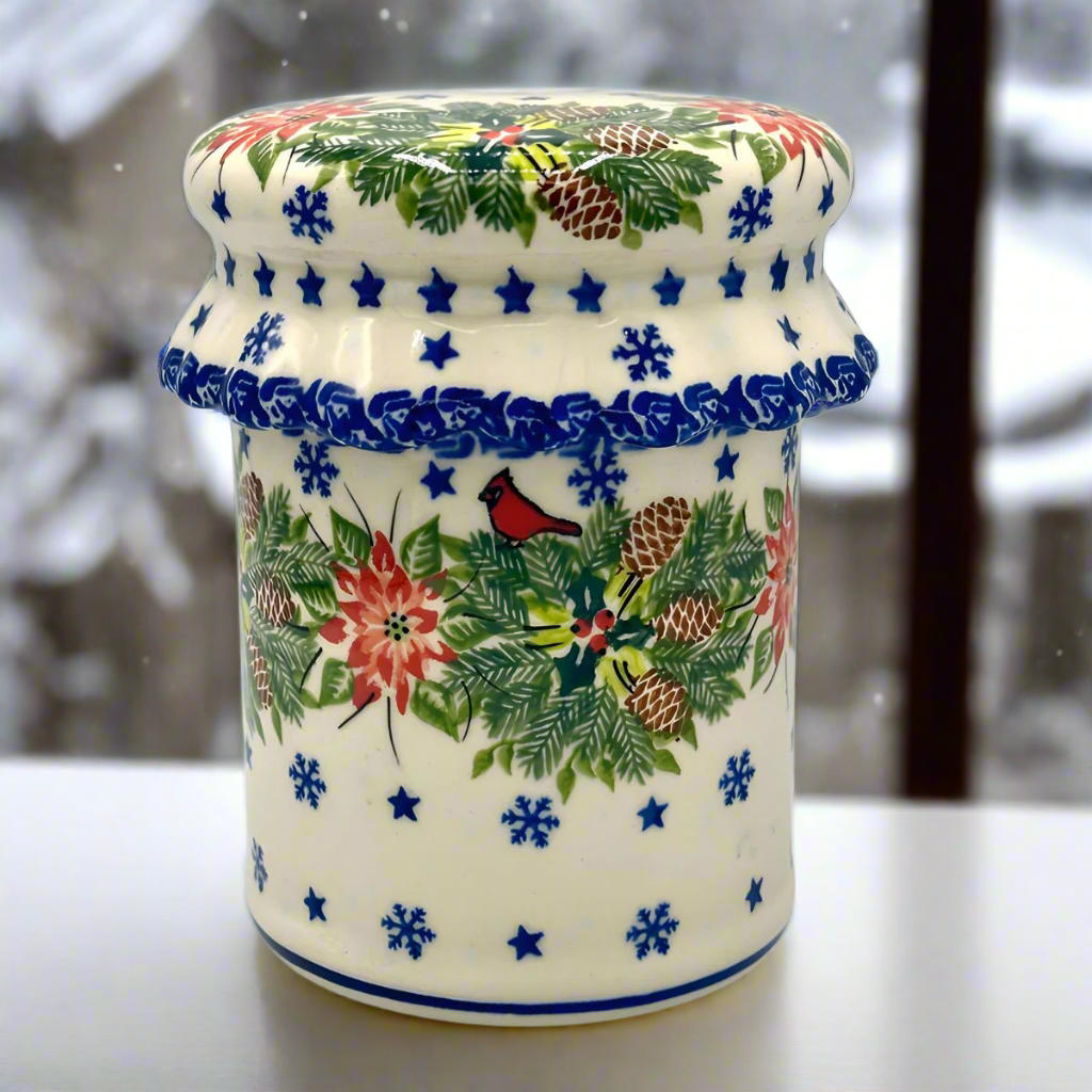 Polish Pottery Festive Cardinal Jar - Large