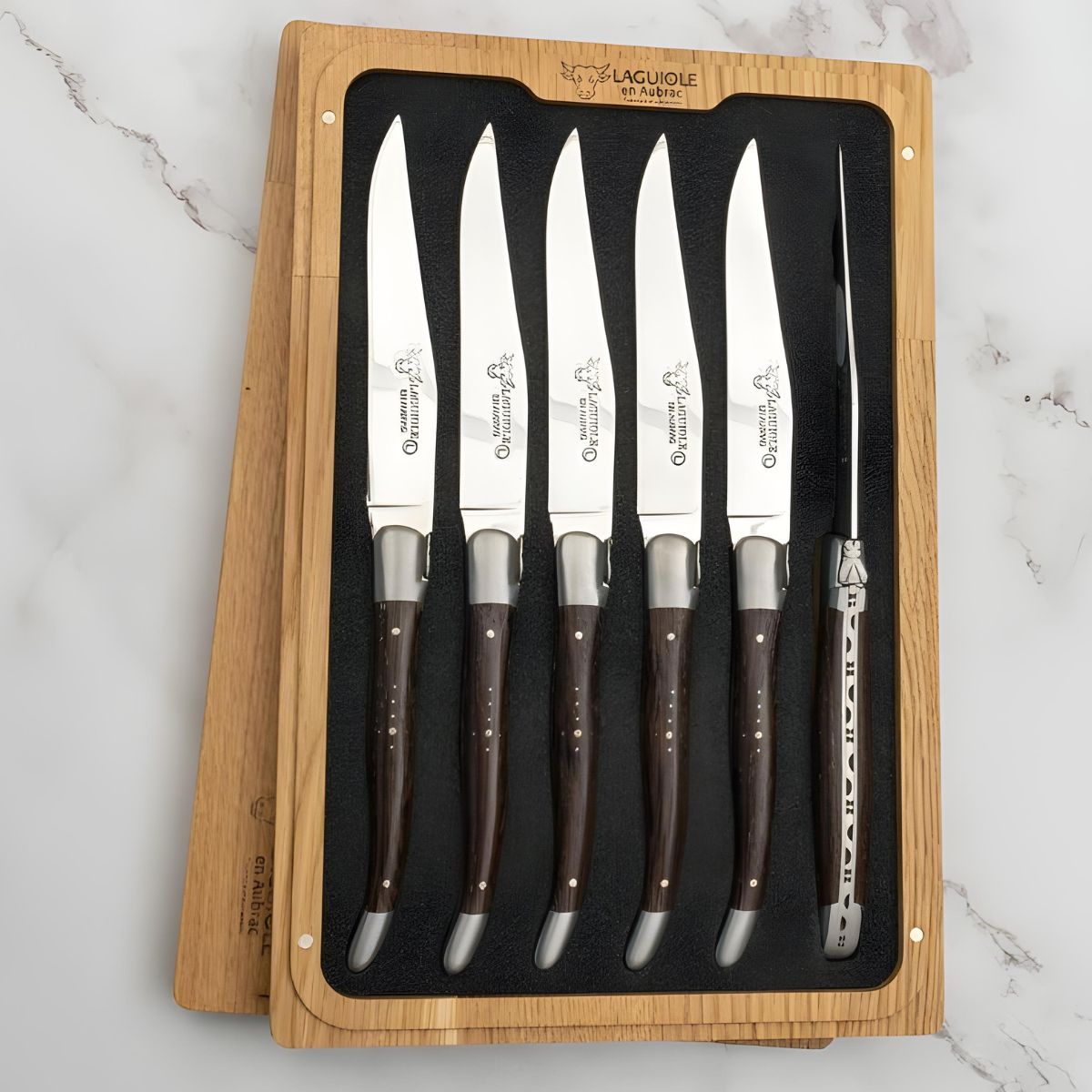 Laguiole en Aubrac Wenge Wood Steak Knives/Set of 6