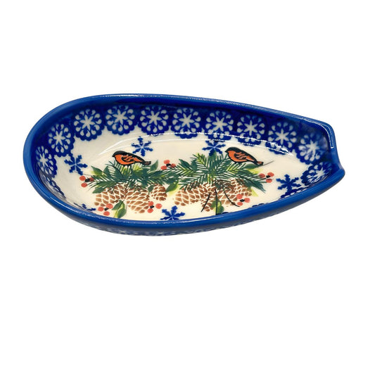 Polish Pottery Winter Spoon Rest