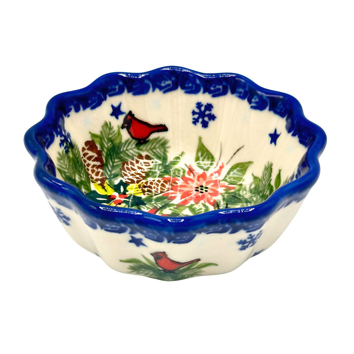 Polish Pottery Festive Cardinal Mini Bowl