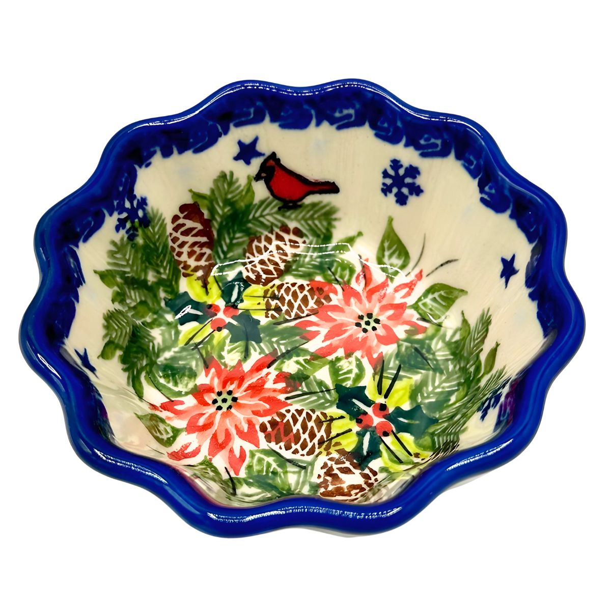 Polish Pottery Festive Cardinal Mini Bowl