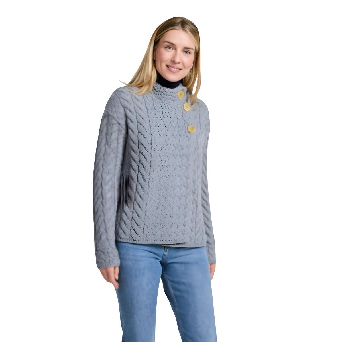 Louisburgh Cable Aran Cardigan - Denim