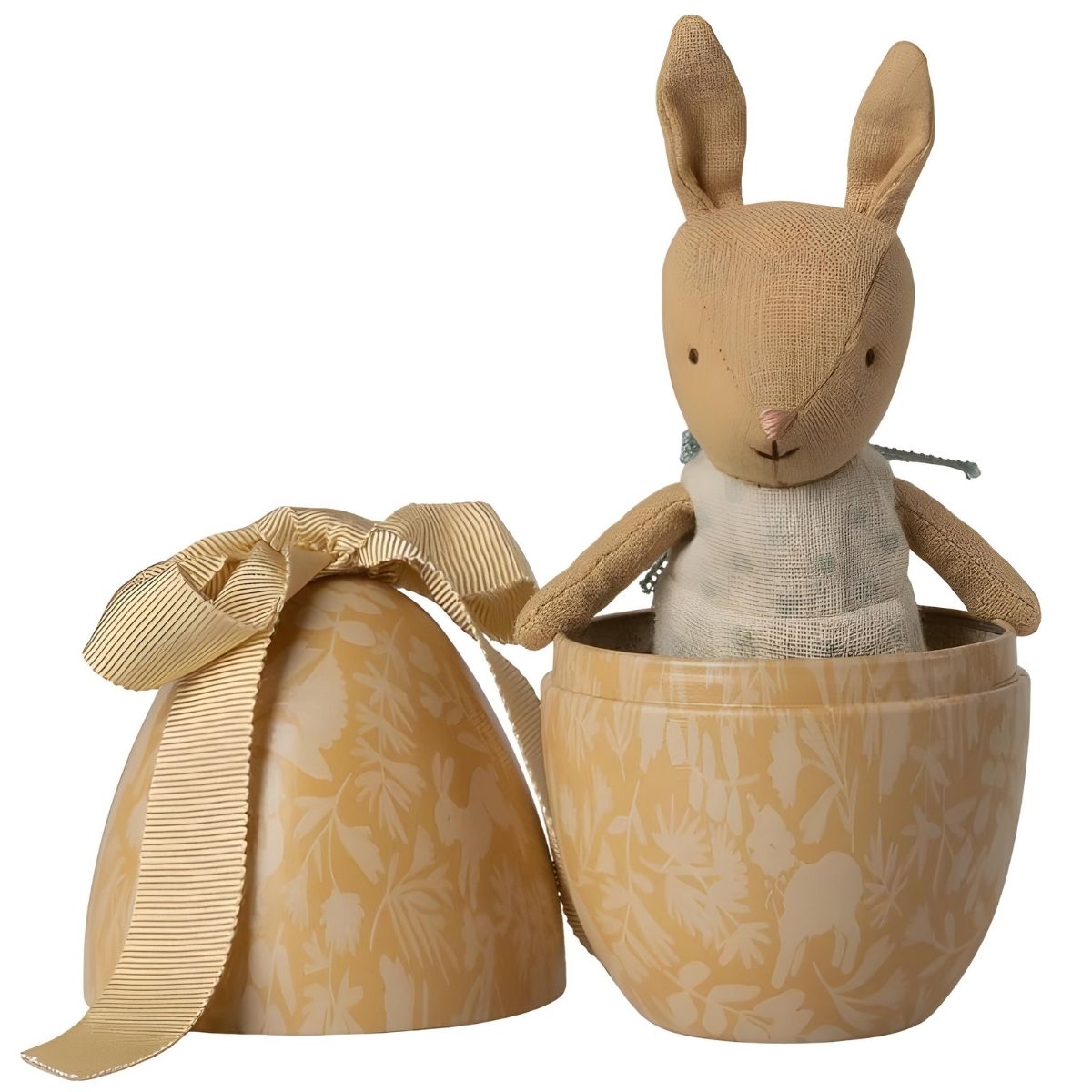 Maileg Easter Egg with Micro Rabbit, Small - Cream Yellow