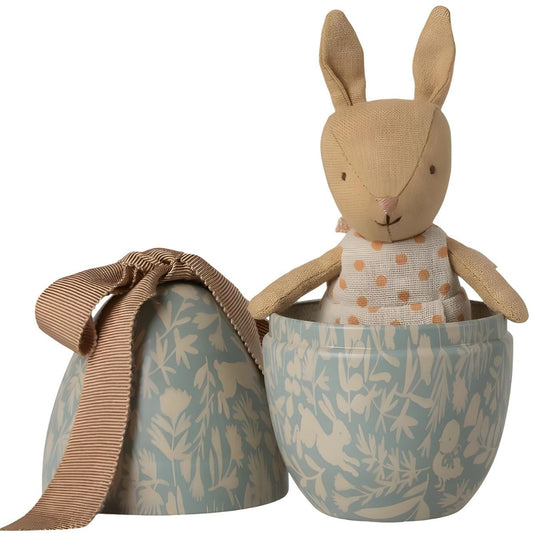 Maileg Easter Egg with Micro Rabbit, Small - Dusty Blue