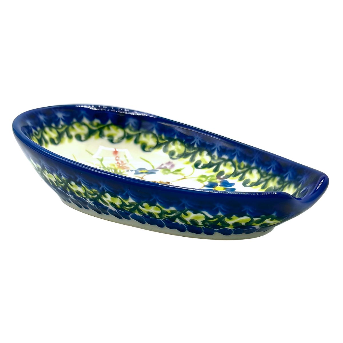 Polish Pottery Pink Flower Spoon Rest