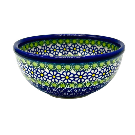 Polish Pottery Green & Blue Daisy Bowl