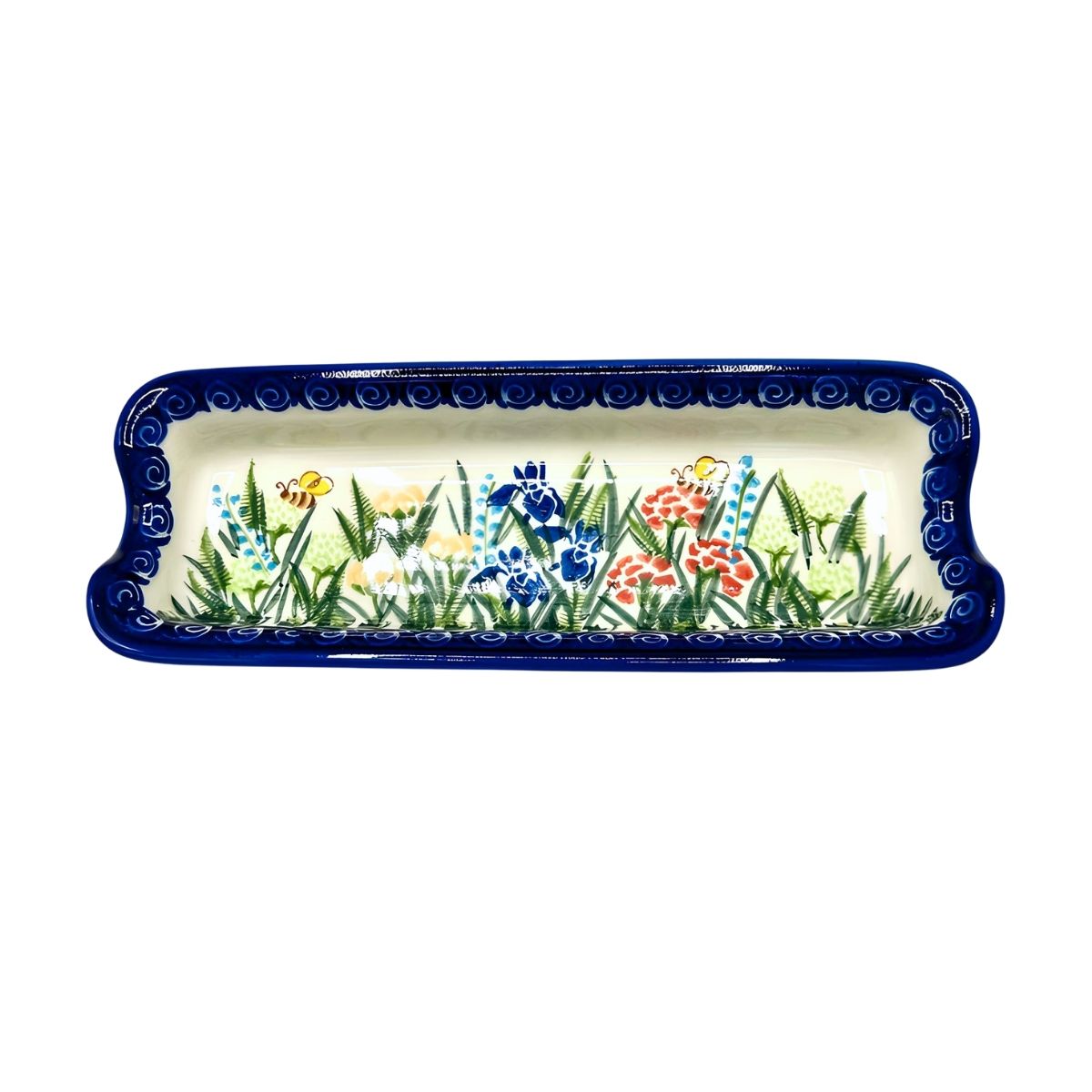 Polish Pottery Floral Corn on the Cob Dish
