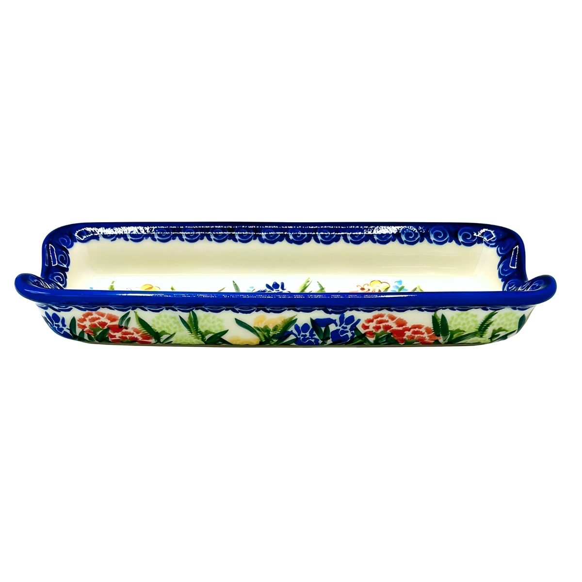 Polish Pottery Floral Corn on the Cob Dish