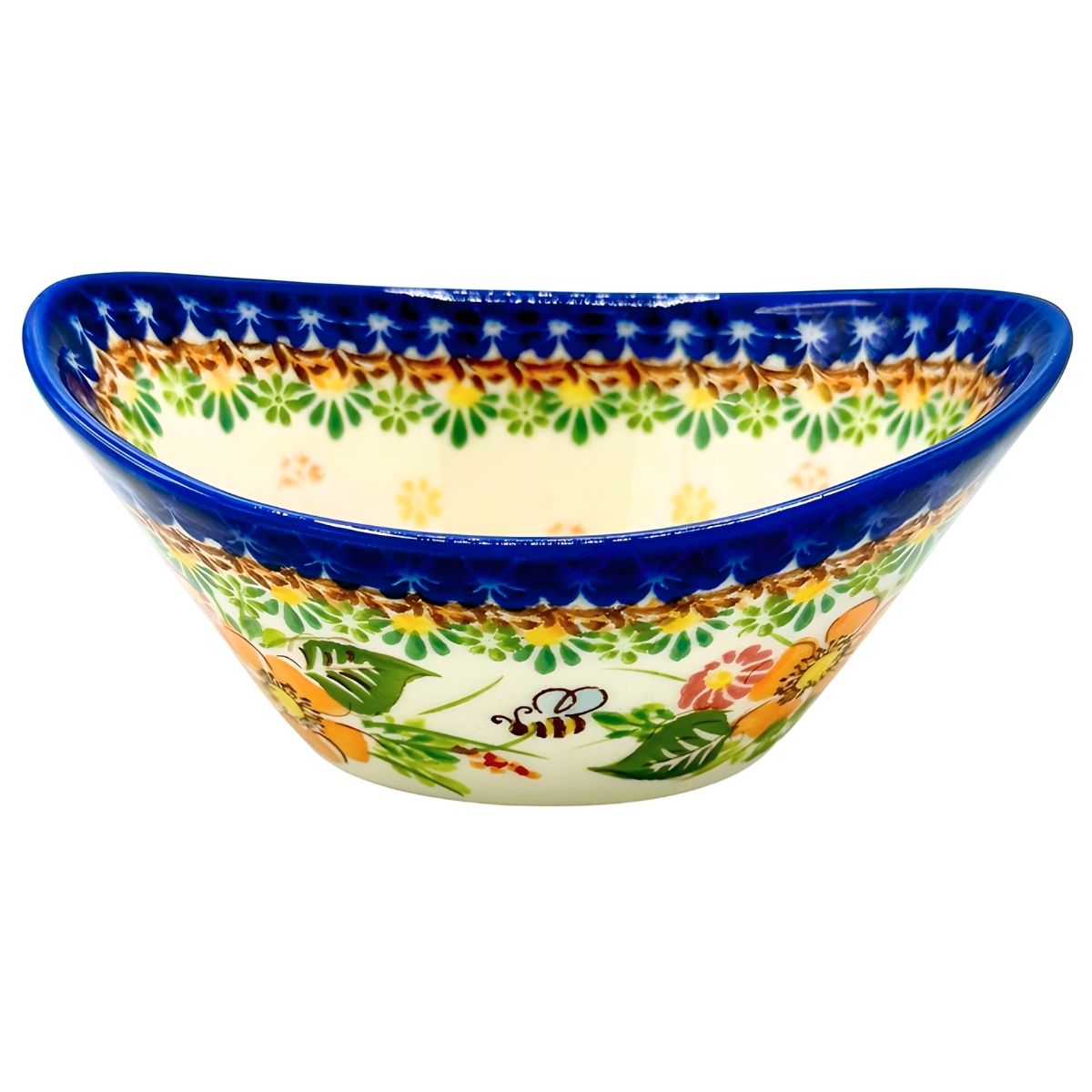 Polish Pottery Yellow Flowers & Bees Tub Bowl
