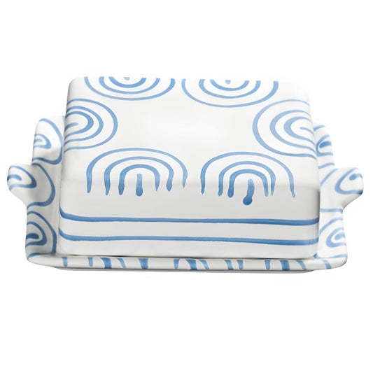 Gmundner Keramik Dizzy Blue Butter Dish Large