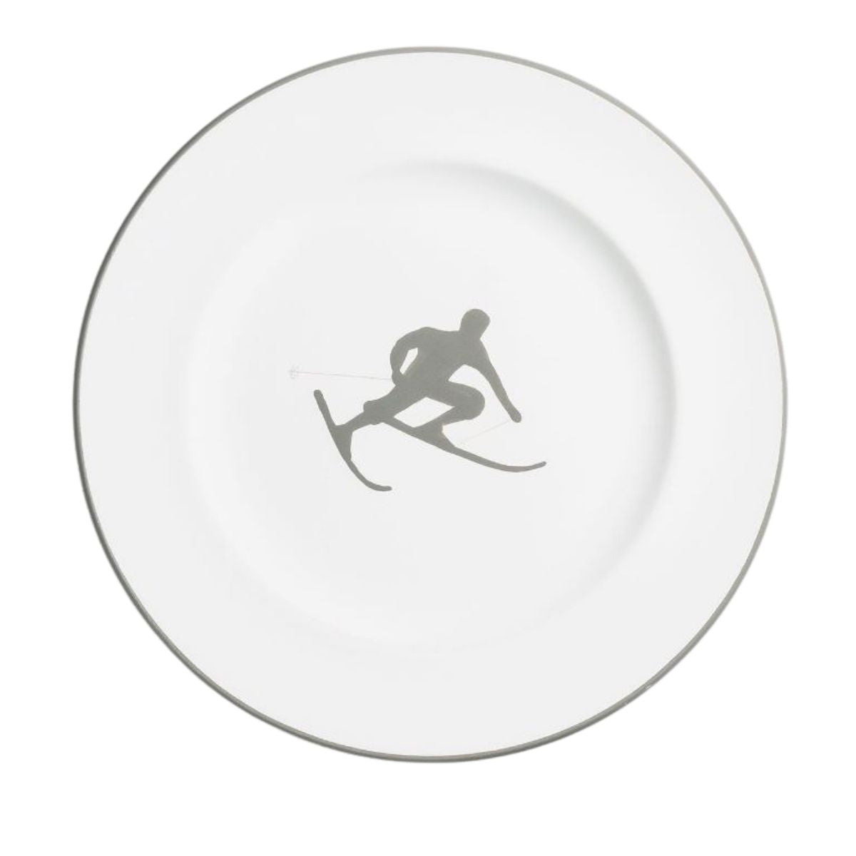 Gmundner Keramik Grey Toni, the Skier Gourmet Dessert Plate