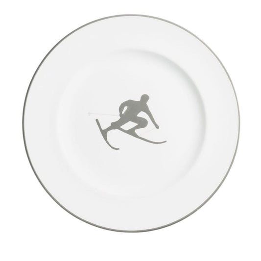 Gmundner Keramik Grey Toni, the Skier Gourmet Dessert Plate