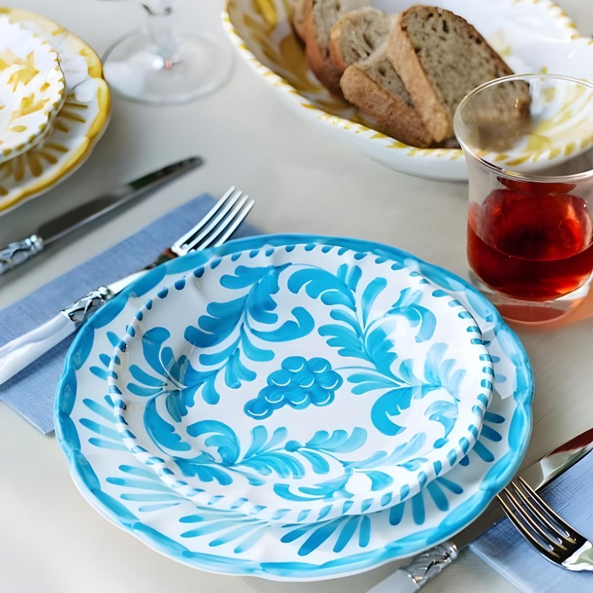 Vietri Arezzo Aqua Dinner Plate