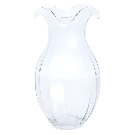 Vietri Hibiscus Glass Clear Vertical Fluted Large Vase