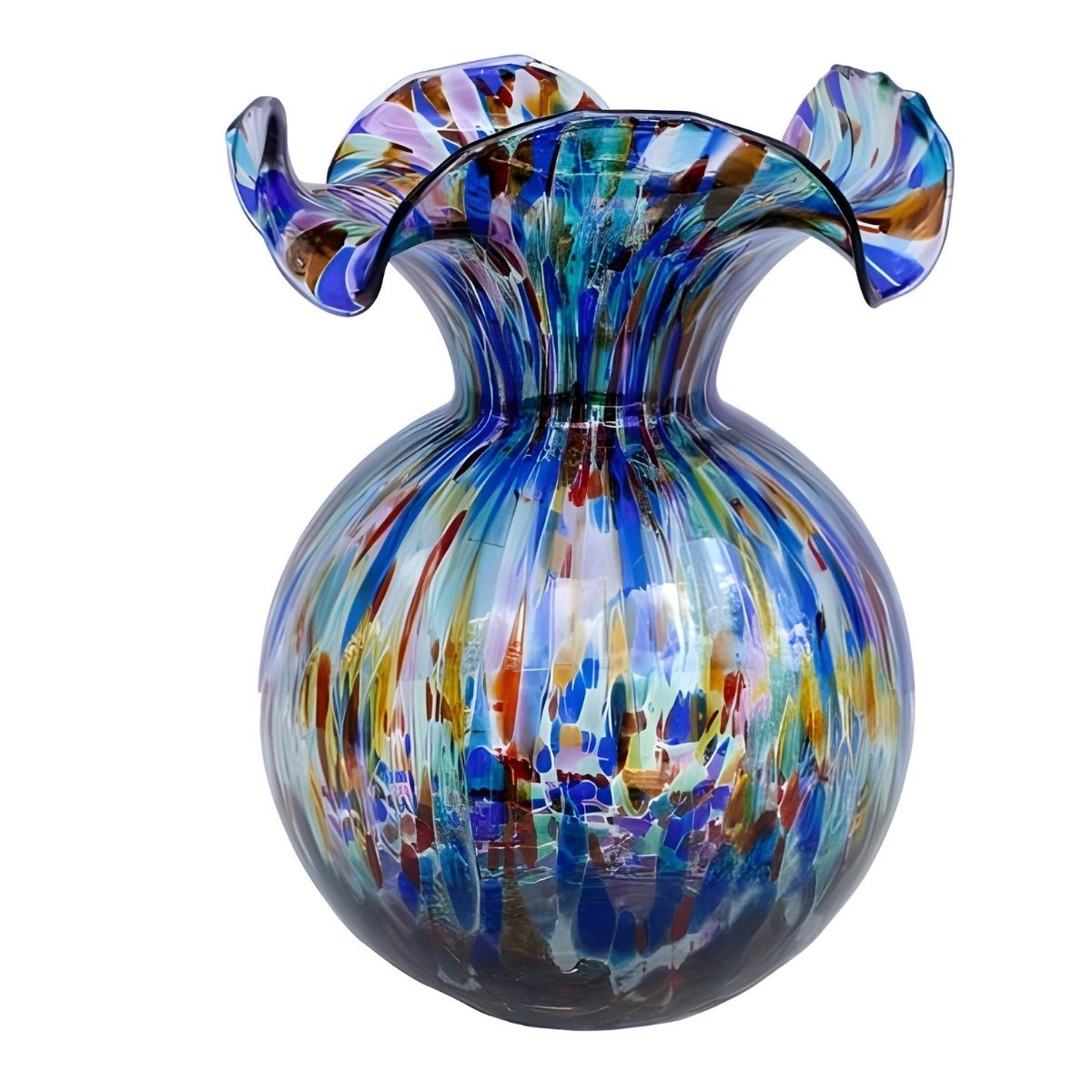 Vietri Hibiscus Glass Carnevale Medium Fluted Vase