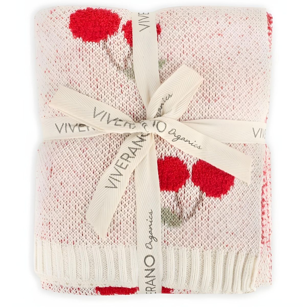 Viverano Organics Cherry Orchard Baby Blanket & Ring Rattle Gift Set