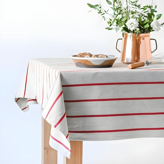 Galley & Fen Red Stripe Linen Tablecloth 60" x 90"