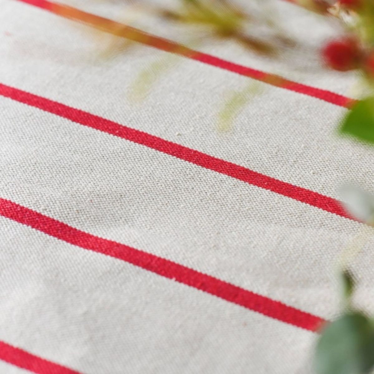 Galley & Fen Red Stripe Linen Tablecloth 60" x 120"